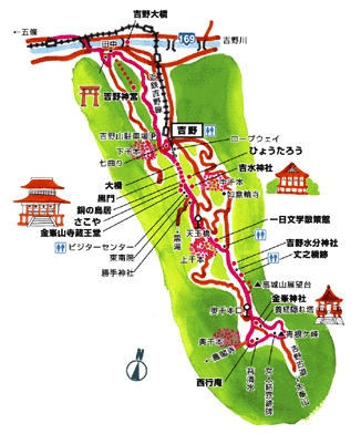 奈良を観る「吉野コース」MAP by 奈良っこ観光コース
