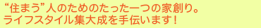 "住まう"人のためのたった一つの家創り。ライフスタイル集大成を手伝います！